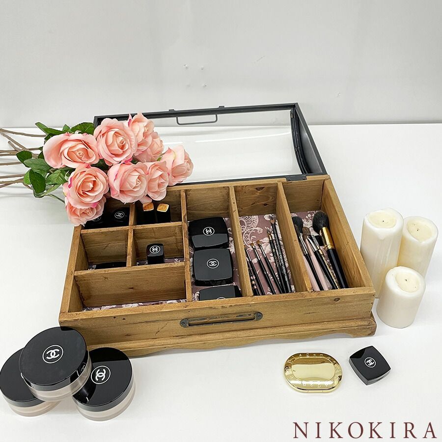 ジュエリーボックス アンティーク ケース 収納 おしゃれ ジュエリーケース 木製 木 木目 メイクボックス ドーム型 ネックレス ピアス リング イヤリング 文具 画材 47cm 28.5cm アンシェンヌ