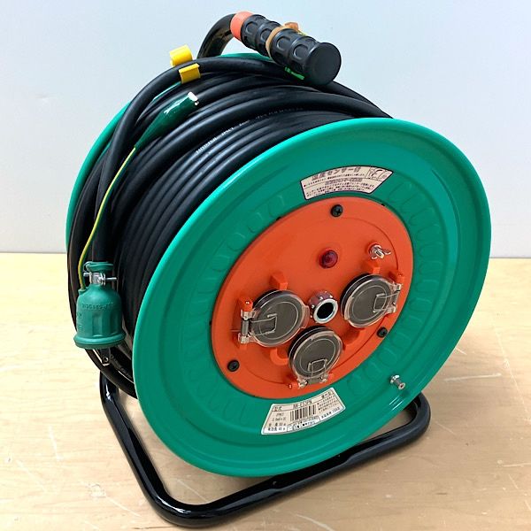 nichido|日動工業 コードリール NW-E53PN 定格125V 電工ドラム 防雨防塵型 温度センサー付 2PNCT電線 50m ●100275
