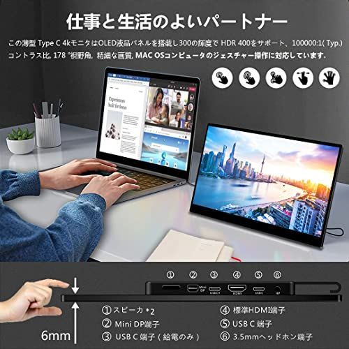 ViewNico 有機elモバイルモニター4Kタッチパネル15.6インチ100