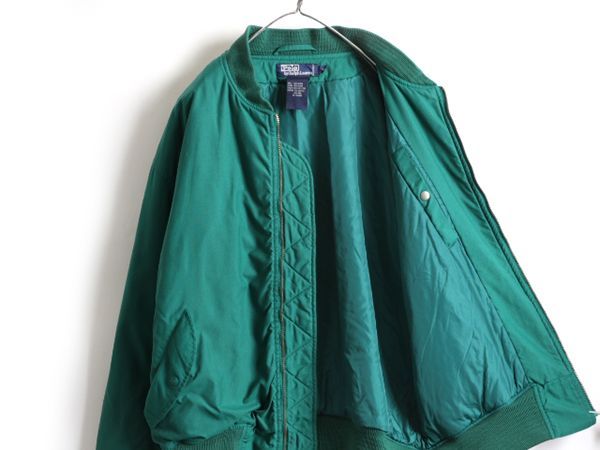 90s POLO ポロ ラルフローレン MA-1 フライト ジャケット XL 緑