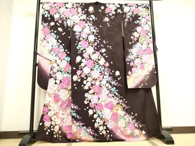 平和屋着物●豪華振袖 牡丹 草花 ラインストーン 暈し染め 金彩 正絹 DAAY2446op