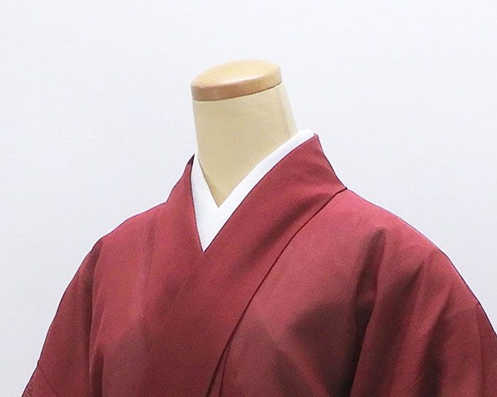 夏物 絽色無地 ポリエステル ボルドー 身丈158.5cm 裄丈64cm 夏
