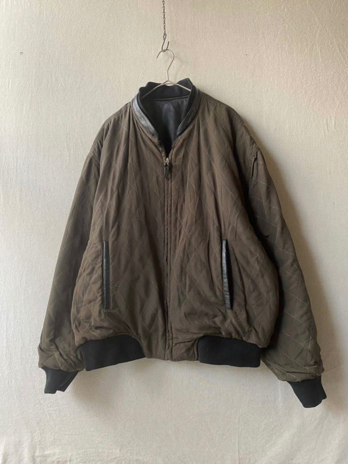 80s USA vintage リバーシブル レザージャケット / XL ブラック