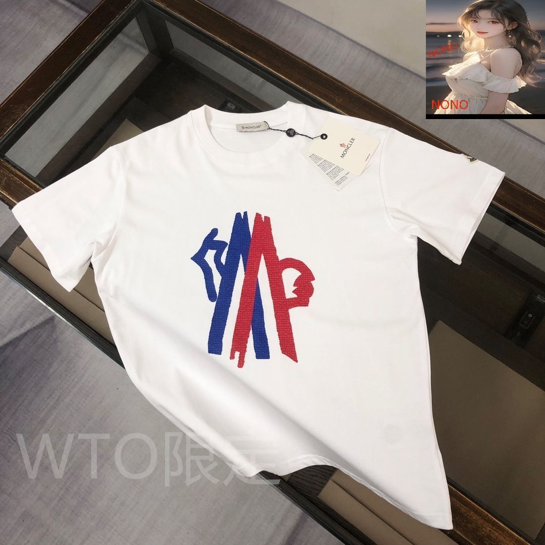 関税送料込【MONCLER】ロゴパッチ クルーネック コットンTシャツ MONCLER モンクレール Tシャツ 8C00058 89A17 メンズ クルー