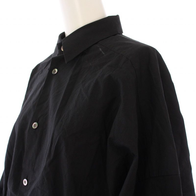 ウジョー Ujoh  STUDIOUS別注 クロップドシャツ ブラウス 長袖 レギュラーカラー ショート丈 2 黒 ブラック U764-B02-050 UJOH/ウジョー】《STUDIOUS別注》クロップドシャツ（シャツ