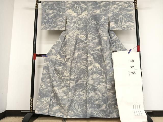 平和屋着物●上質な紬 ろうけつ染め 樹林文 ゑり善扱い たとう紙付き 正絹 AAAV9098np