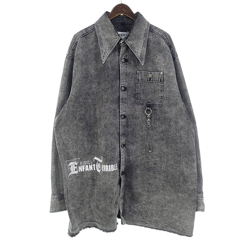 キディル/KIDILL 23AW OVERSIZE DENIM SHIRT ケミカル デニム   シャツ グレー  サイズ メンズ44