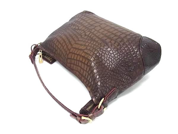 ■極美品■COCOCELUX GOLD ココセリュックスゴールド クロコダイル型押しレザー 2WAY クロスボディ ワンショルダーバッグ  FP4828 □極美品□COCOCELUX GOLD ココセリュックスゴールド クロコダイル型