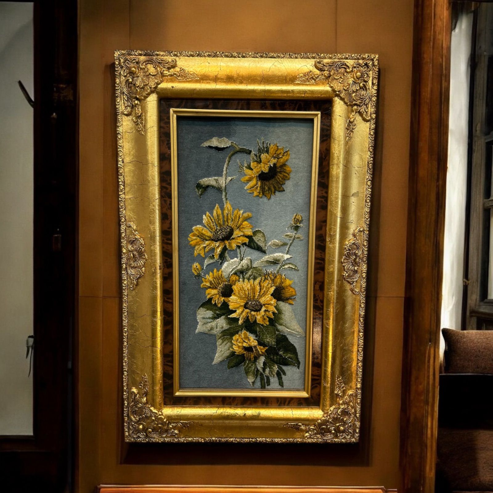 ウール絨毯 イラン タブリーズ産 51×80.5cm 手織りカーペット インテリアラグ タペストリー 玄関 チェリーベアタブリーズ チェリーベアタペストリー