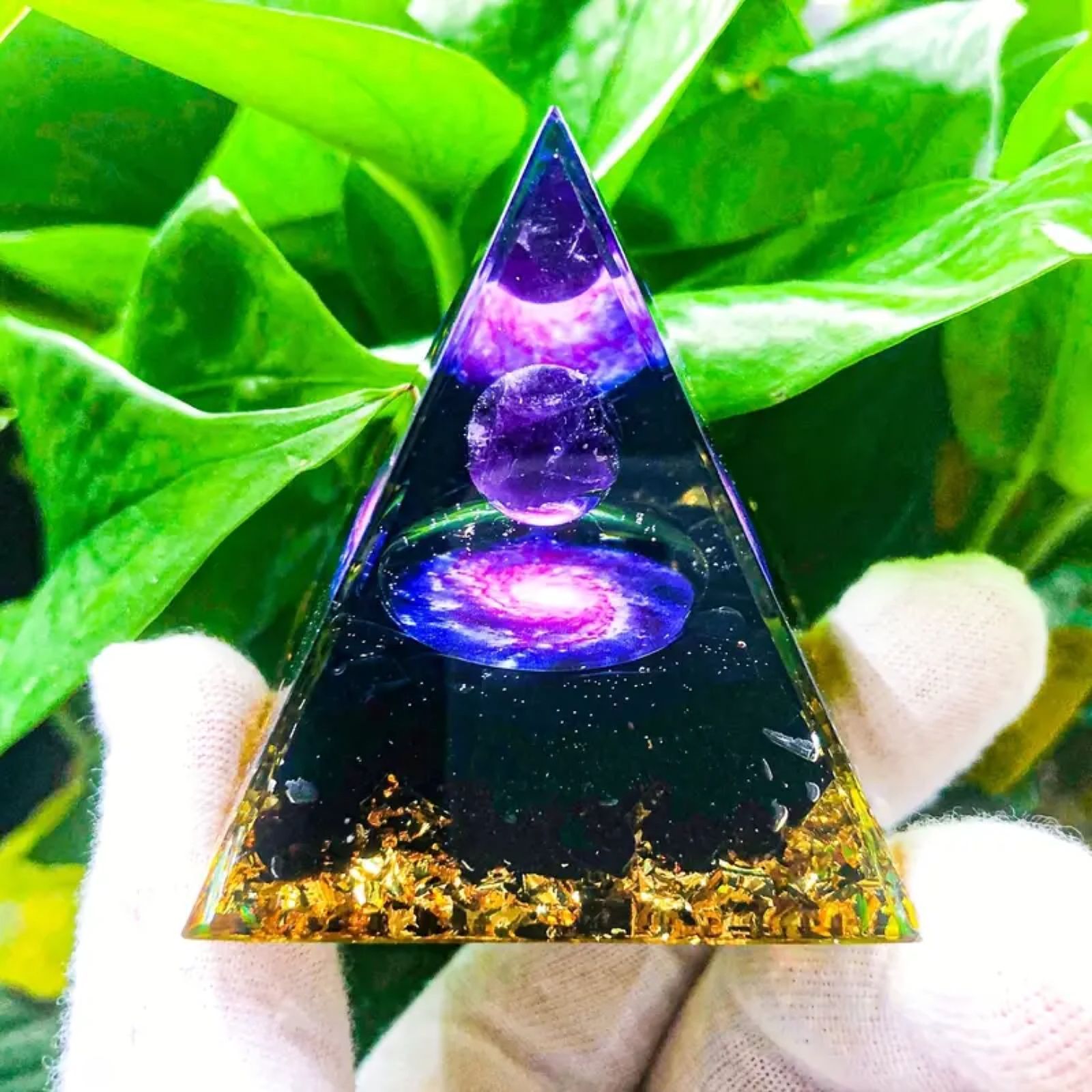 宇宙　オルゴナイト　ピラミッド　開花　成功　開運　直感力　引き寄せ　龍体文字 インテリア雑貨 インテリア インテリア小物 置物 オルゴナイト