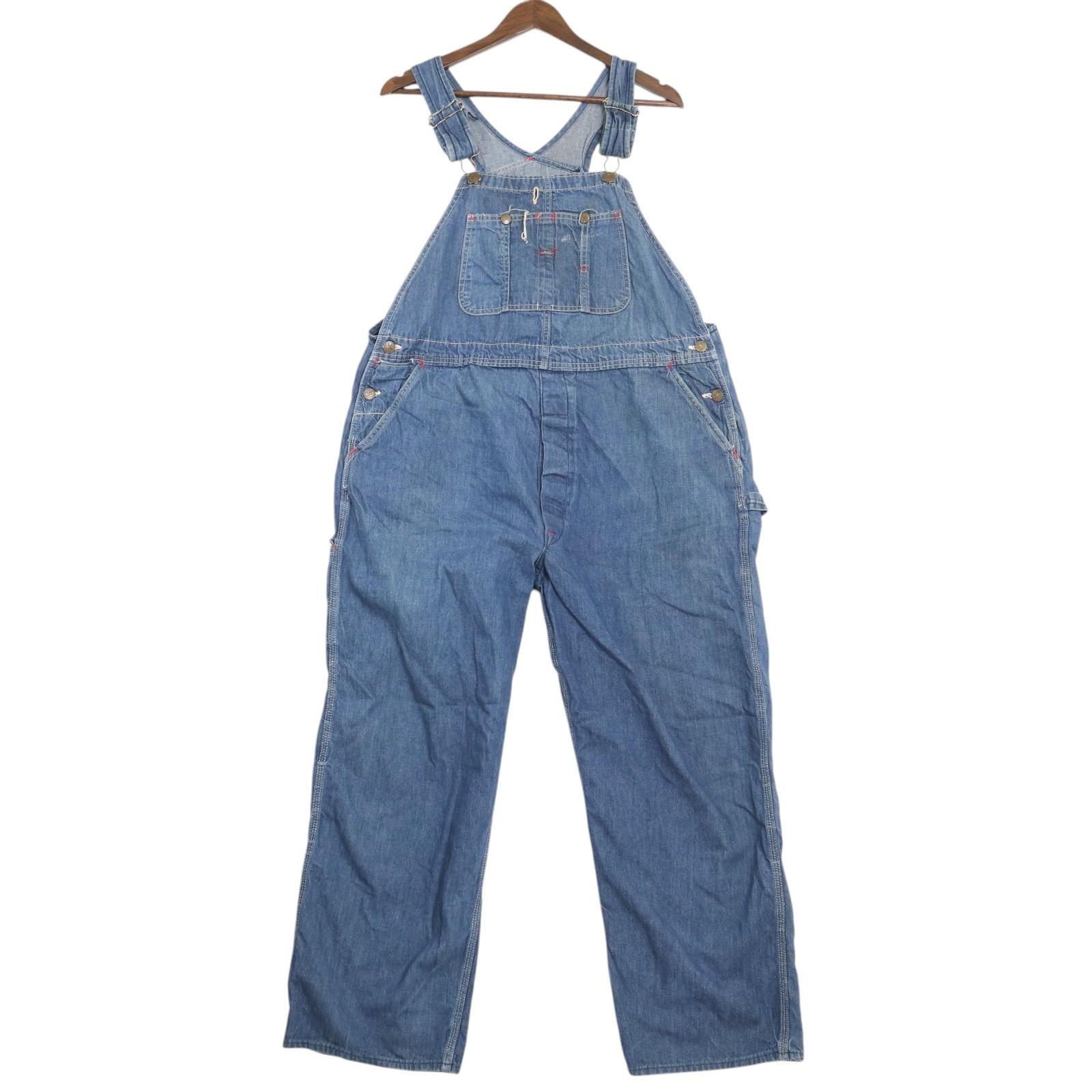 60年代 デニム オーバーオール 大きいサイズ ヴィンテージ ブルー  