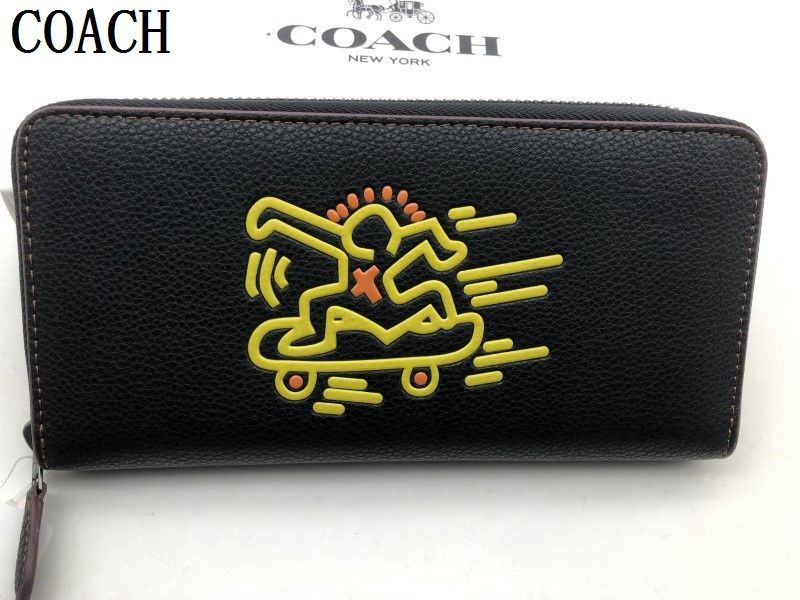 コーチ COACH 長財布 財布  新品未使用ブラック  シグネチャー アコーディオンラウンドジップウォレット メンズ 財布 贈り物193B  F87107  E20