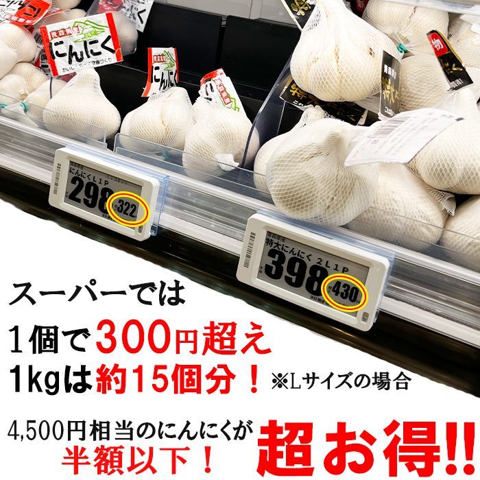 にんにく 訳あり 1キロ(500g×2個) 送料無料 バラ 青森県産