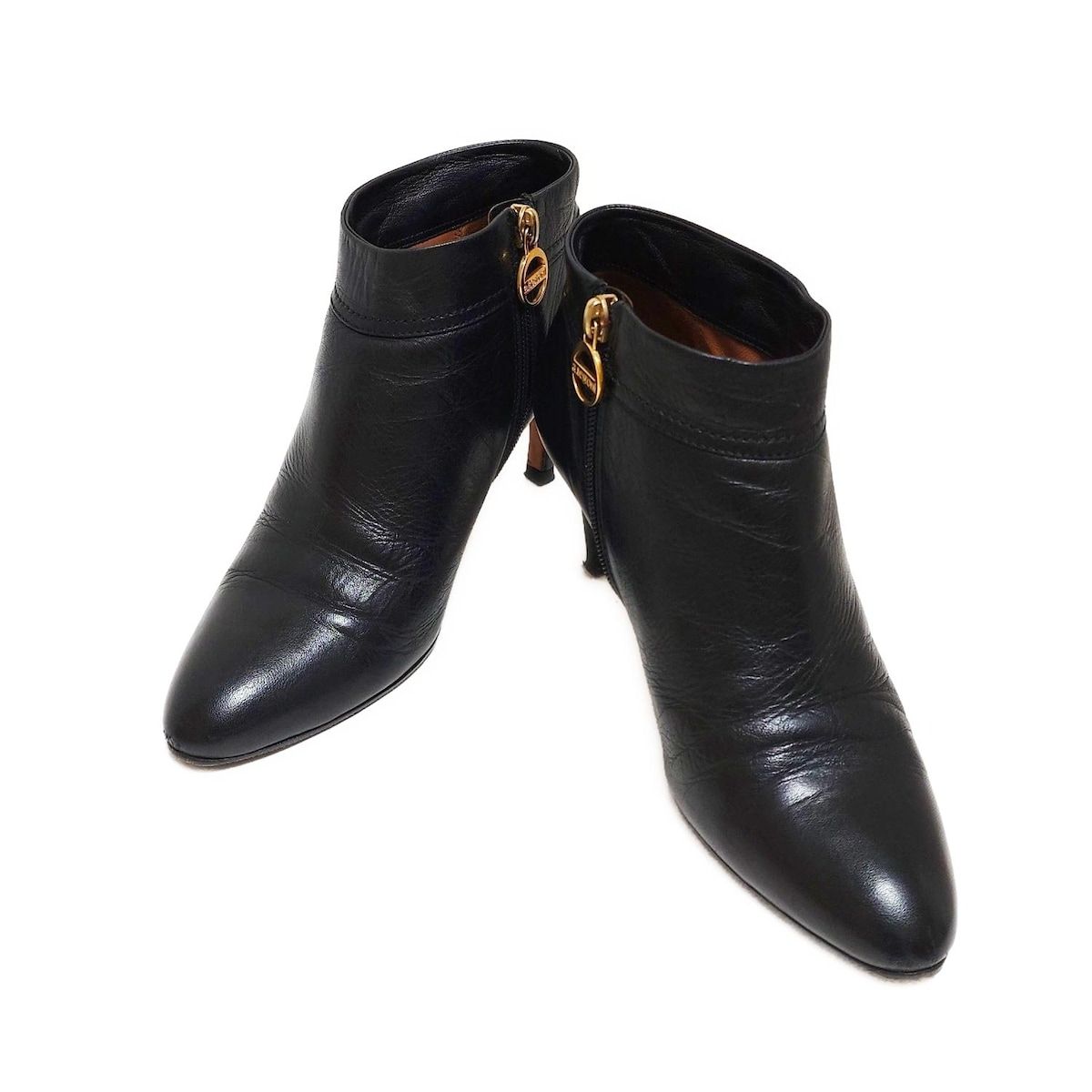 a.testoni ア テストーニ ブーティ 37 レディース - 黒 レザー