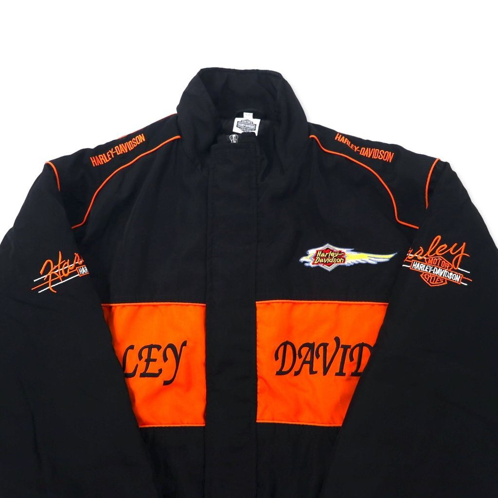 HARLEY DAVIDSON レーシングジャケット L ブラック ナイロン ロゴ刺繍