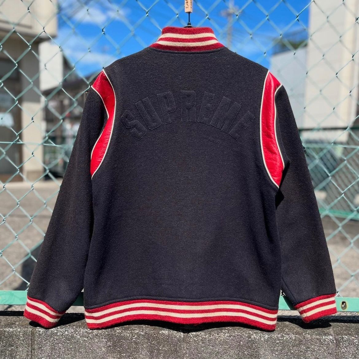 00s A/W SUPREME New York Varsity Jacket バックアーチロゴ バー 