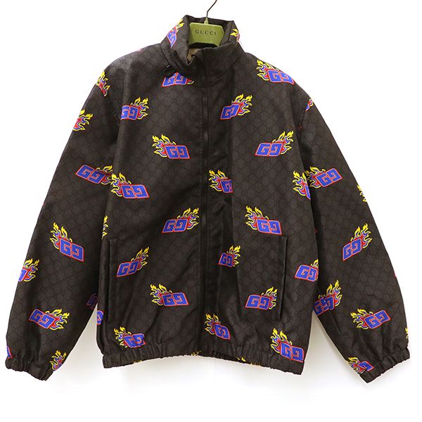 【美品】グッチ GUCCI GG ブルゾン 770827 ナイロン サイズ48(175/A) ブラック系 フード付き メンズ【yy】【中古】4000064801000758