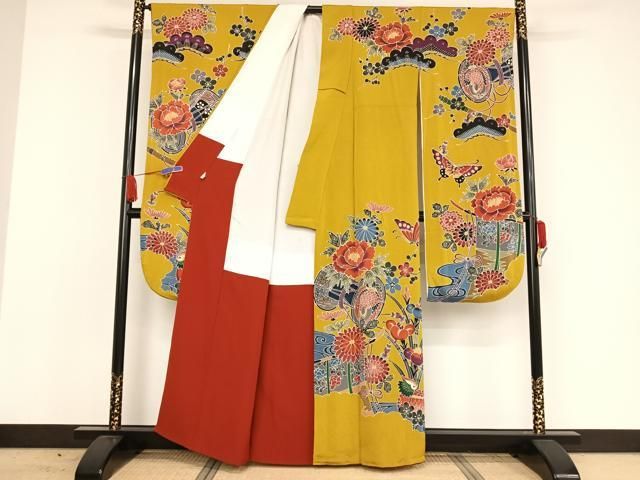 紅型 振袖 鬼シボ 浜縮緬 燕