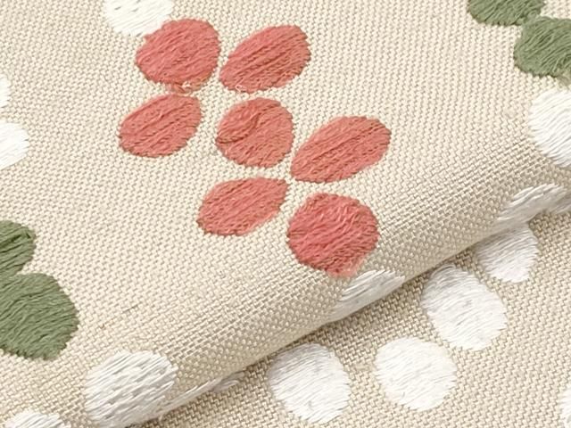 平和屋本店□極上 洛風林 工芸帯地 九寸名古屋帯 唐織 紬地 菱吉祥文