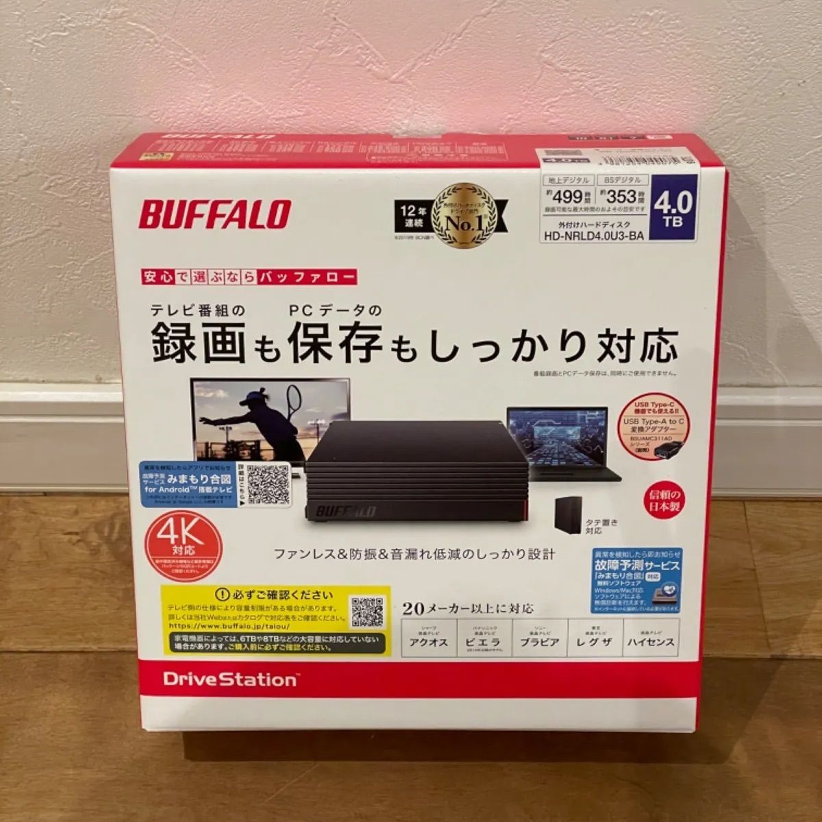 BUFFALO 外付け HDD 4.0TB HD-AD4U3 【新品未使用】 【公式通販】