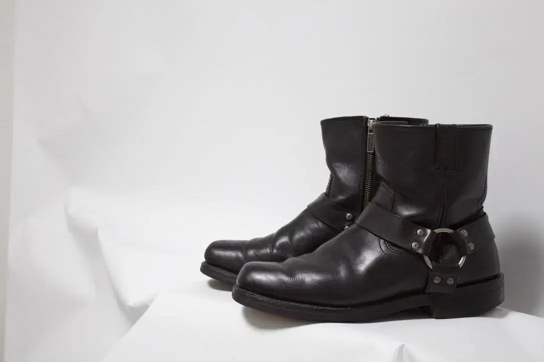 レザー ジッパー付き エンジニアブーツ 黒Harley-Davidson 本革 レザー