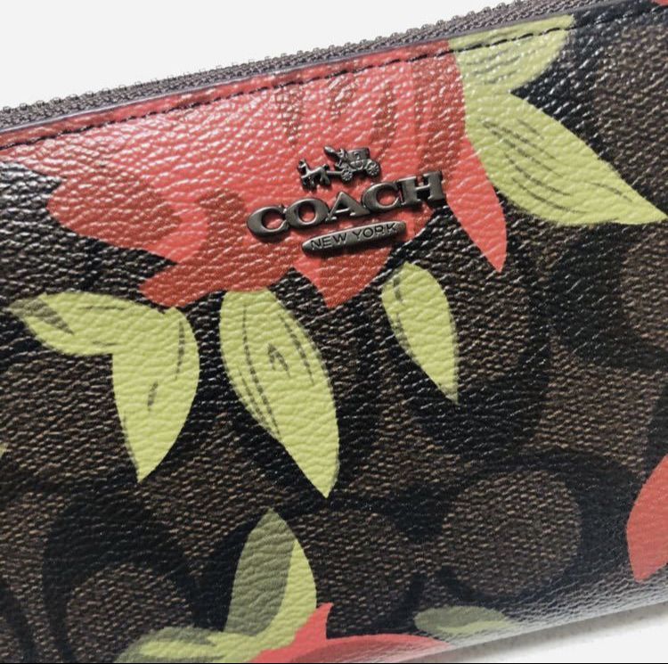 ☆ COACH コーチ 長財布 F26290 ブラウンxレッドマルチ シグネチャー