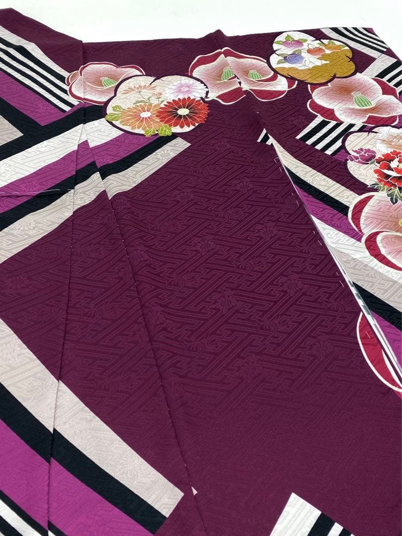 振袖 仮絵羽 金駒 金彩 紋意匠 牡丹 椿 正絹 未仕立て品 八掛