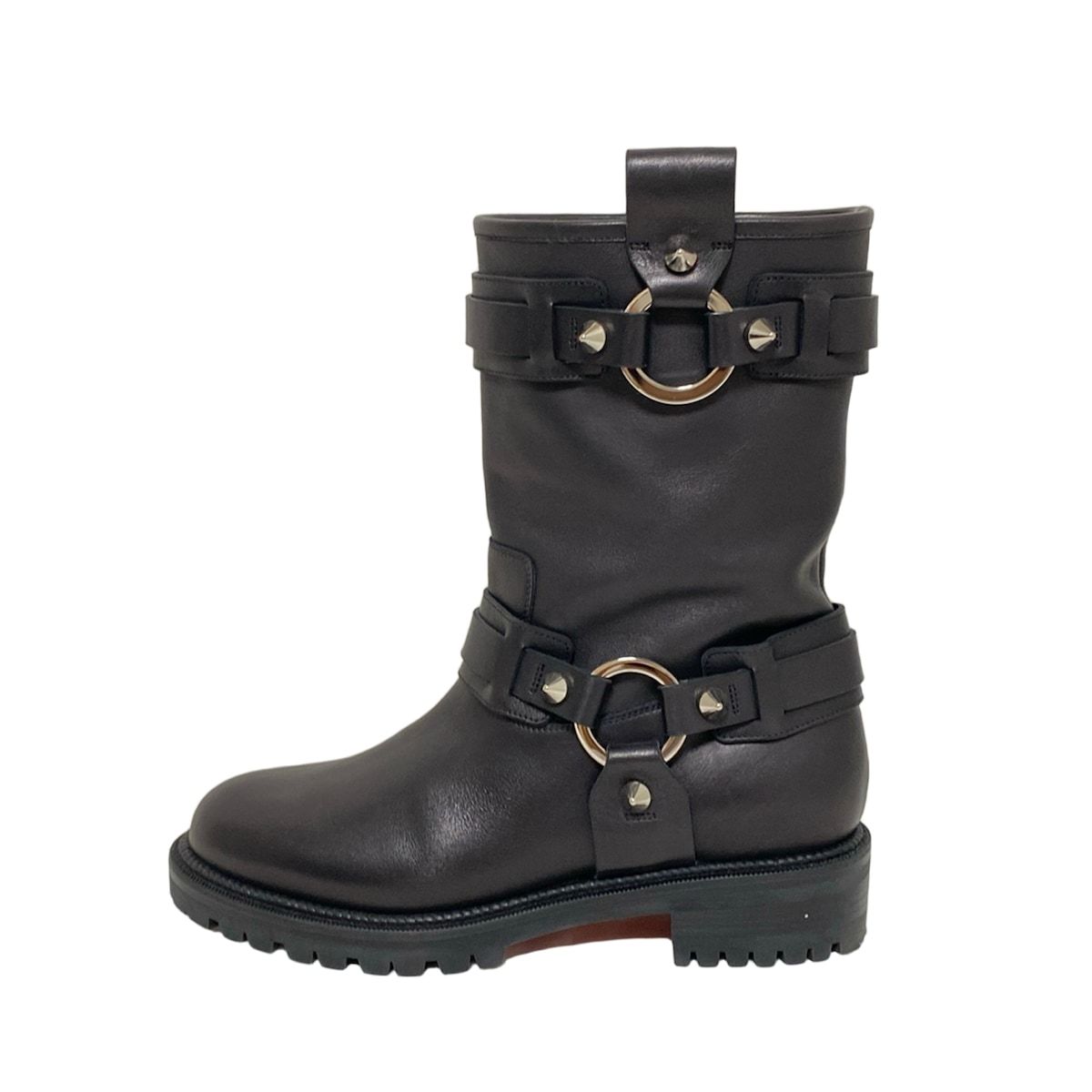 CHRISTIAN LOUBOUTIN クリスチャンルブタン ブーツ 35 レディース - 黒×シルバー スタッズ レザー