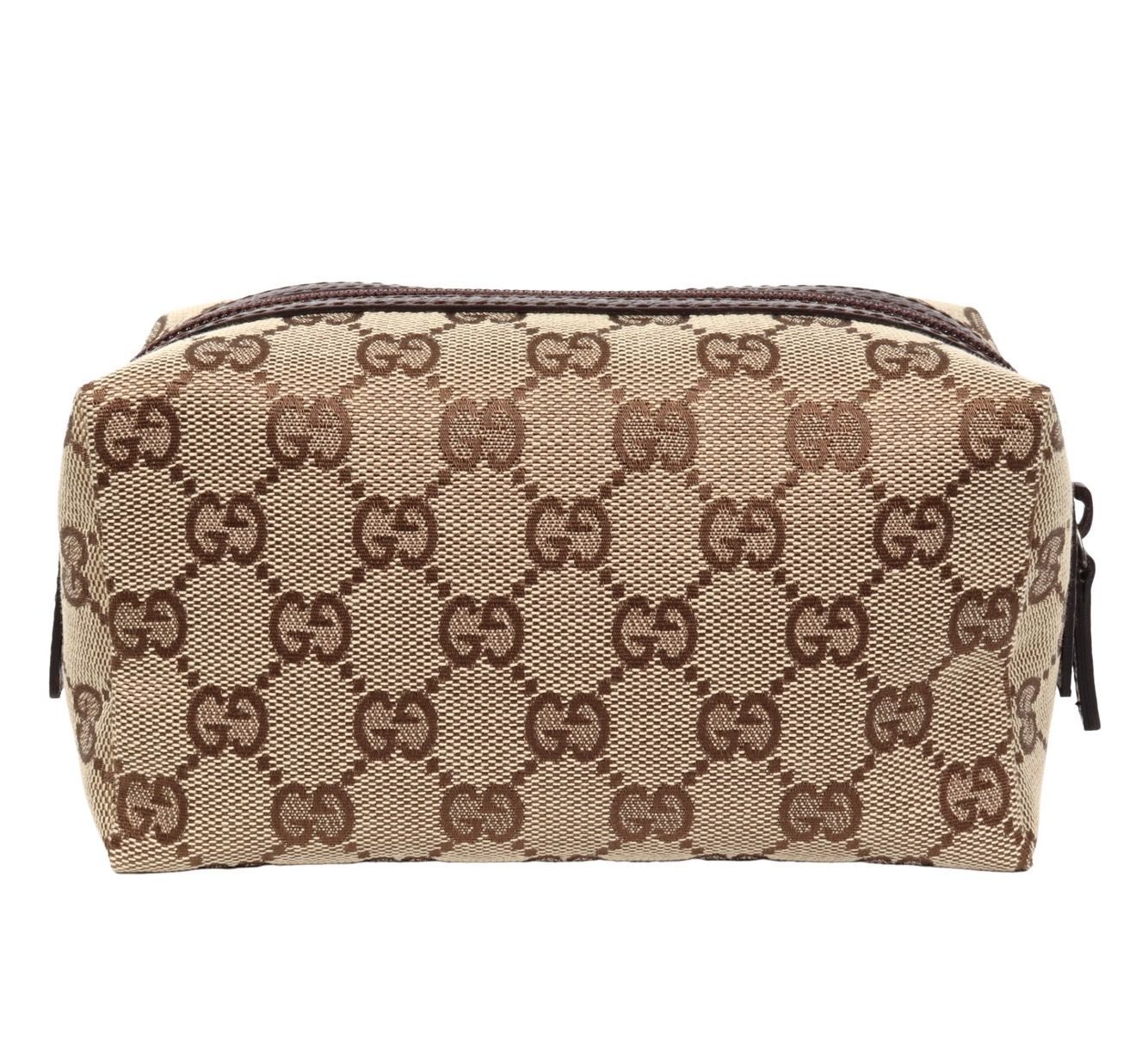 GUCCI グッチ ポーチ 29595 GGキャンバス レザー ベージュ ブラウン