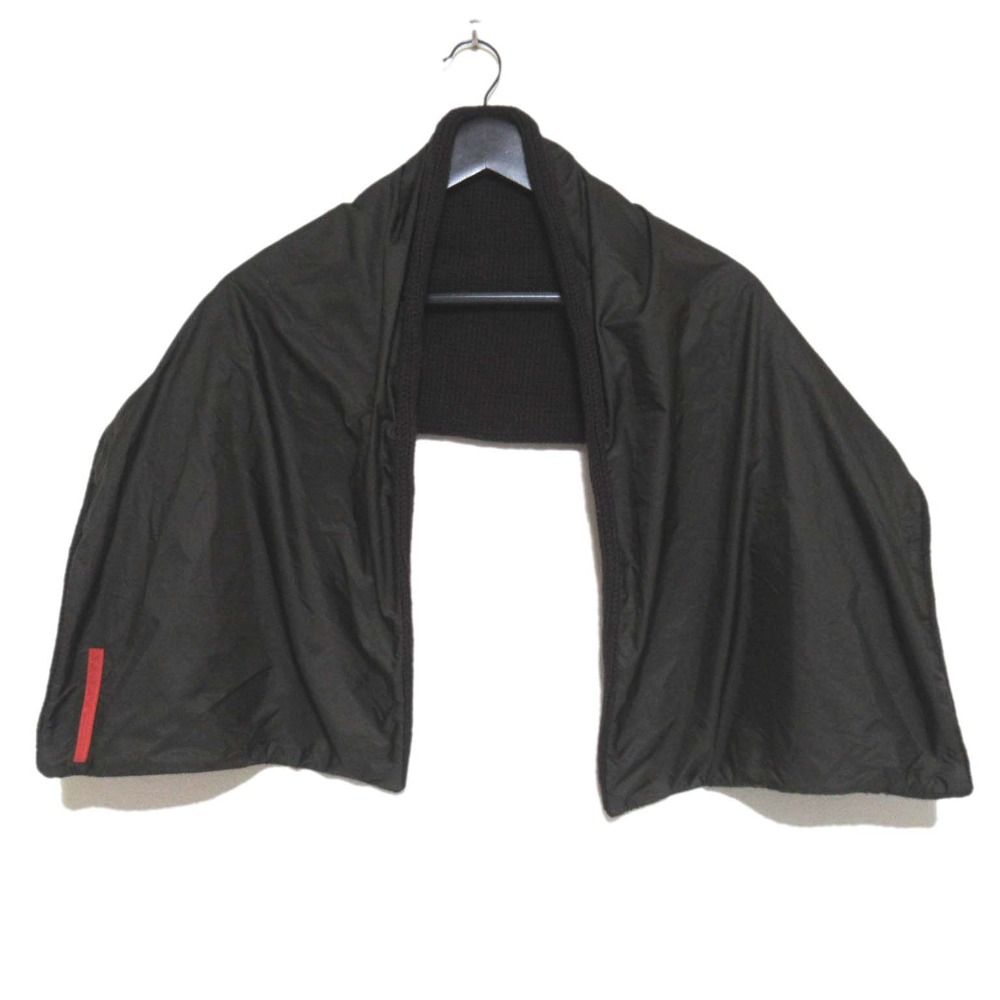 PRADA SPORT プラダスポーツ ナイロン×ニット マフラー ダークブラウン メンズ レディース 古着
