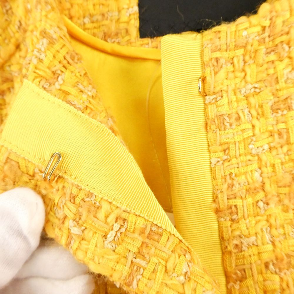 美品 Drawer ドゥロワー 6522-299-0563 ツイードジャケット 36 ウール