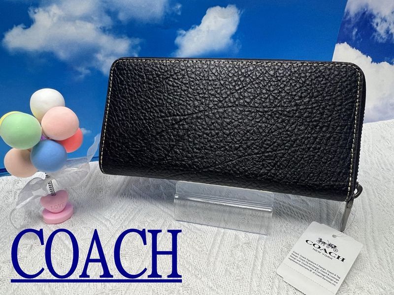 コーチ 長財布 COACH 財布 アコーディオン ラウンドジップ レザー 