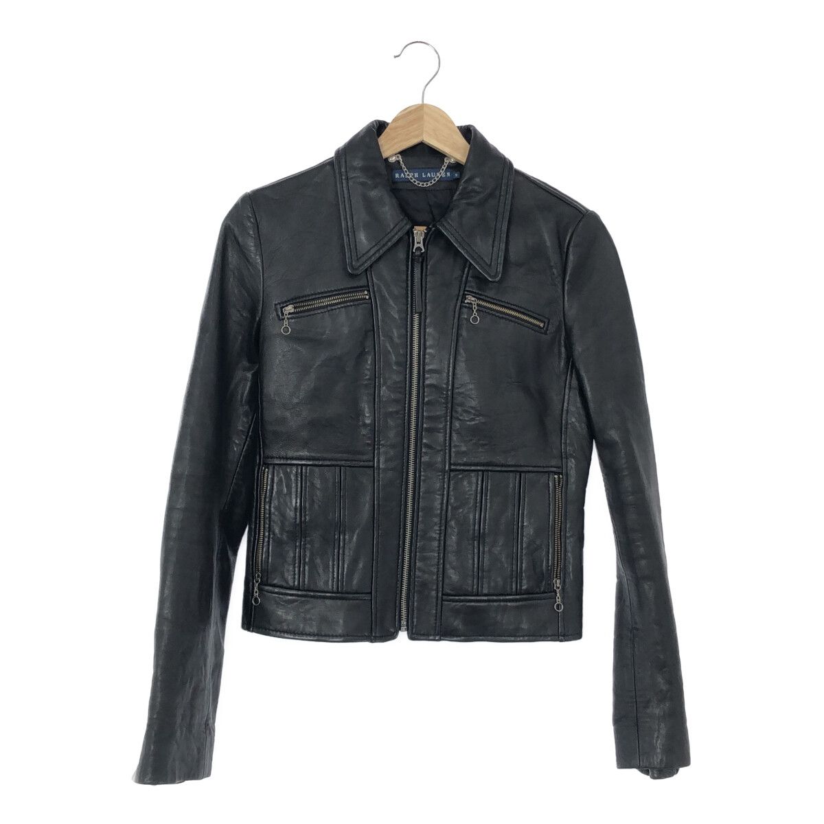 RALPH LAUREN ラムレザーダウン ジャケットライダース 黒9号