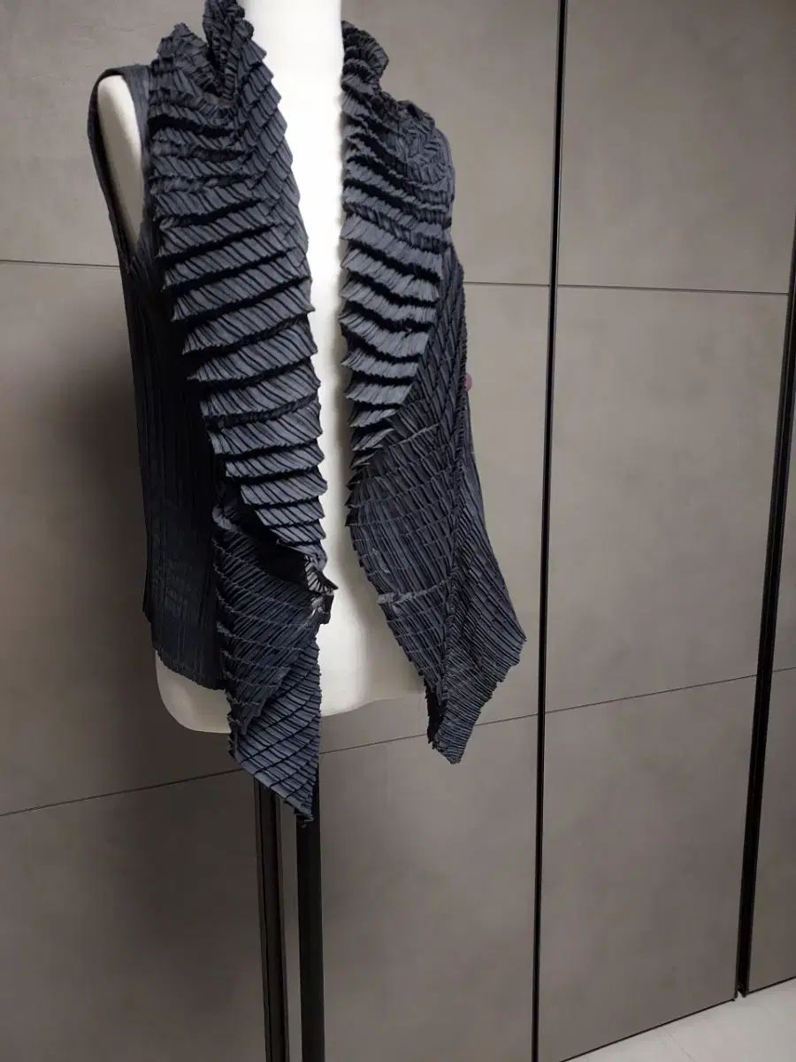  プリーツ ロング ベスト カーディガン グレー ベスト ジレ ベスト ジレ ビスチェ