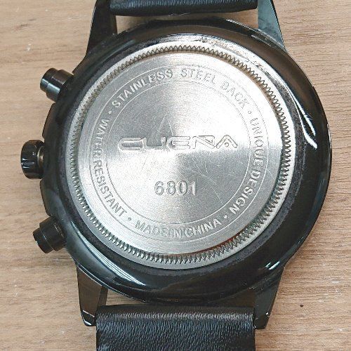 cuena 動作確認済 3針 クォーツ式 クロノグラフ カレンダー 腕時計 ウォッチ ブラック 表記なし メンズ E