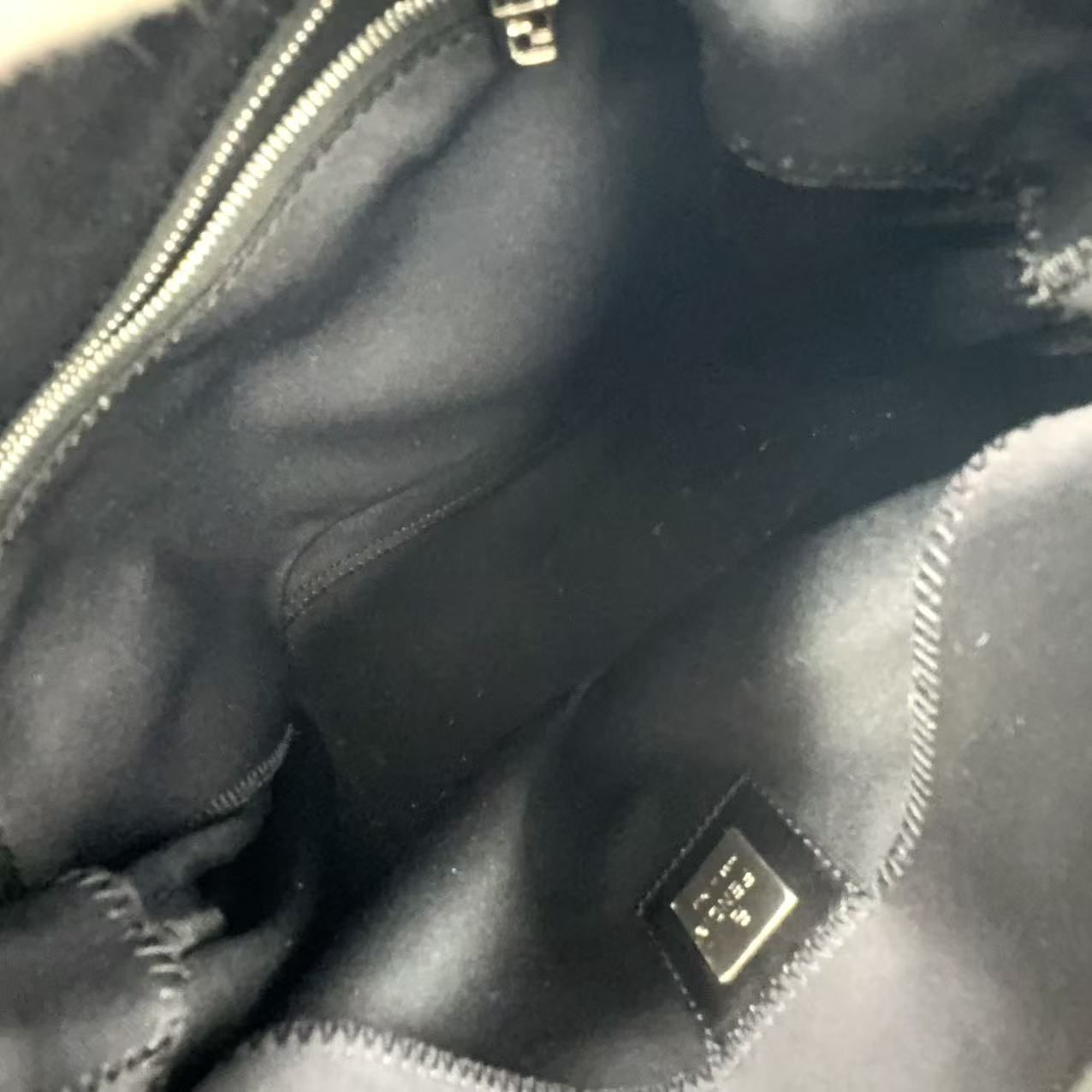FENDI マンマバケット ワンショルダー レザー×コットン ブラック FENDI マンマバケット ワンショルダー レザー×コットン ブラック