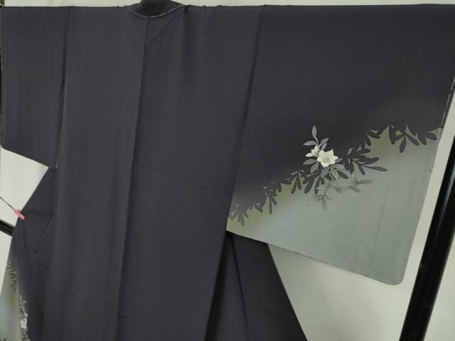 平和屋本店□極上 京都の名門ブランド 銀花仙 訪問着 草花文 濃紫色地