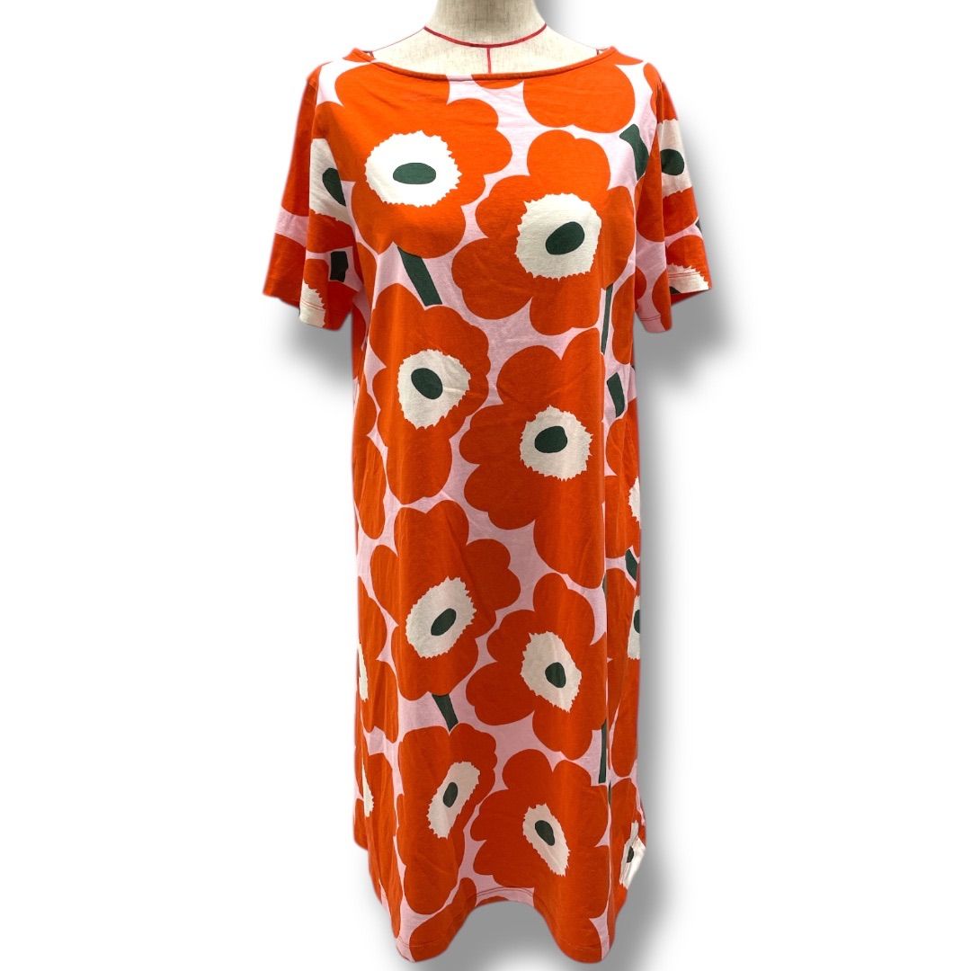 marimekko 花柄 半袖ロングワンピース 36