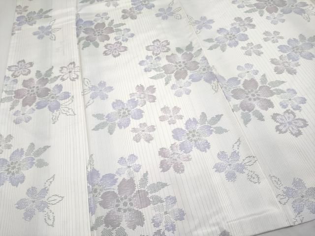 平和屋着物□極上 本場大島紬 白大島 舞桜文 久野織物謹製 さが美扱い