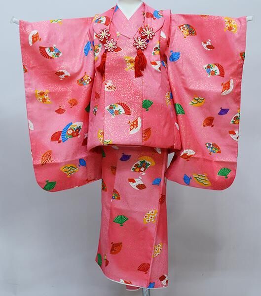 七五三 三歳 女児 被布着物フルセット 日本製 しぼの大きいちりめん地 縮緬