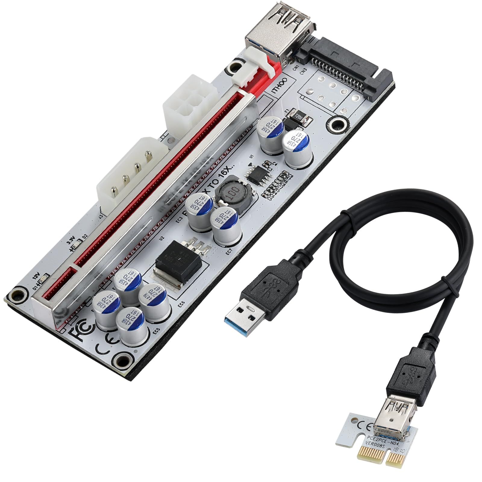 新品 Mzhou USB 3.0ケーブル付きPCI-E 1X to 16X Riser Card - ビットコイン(BTC)、