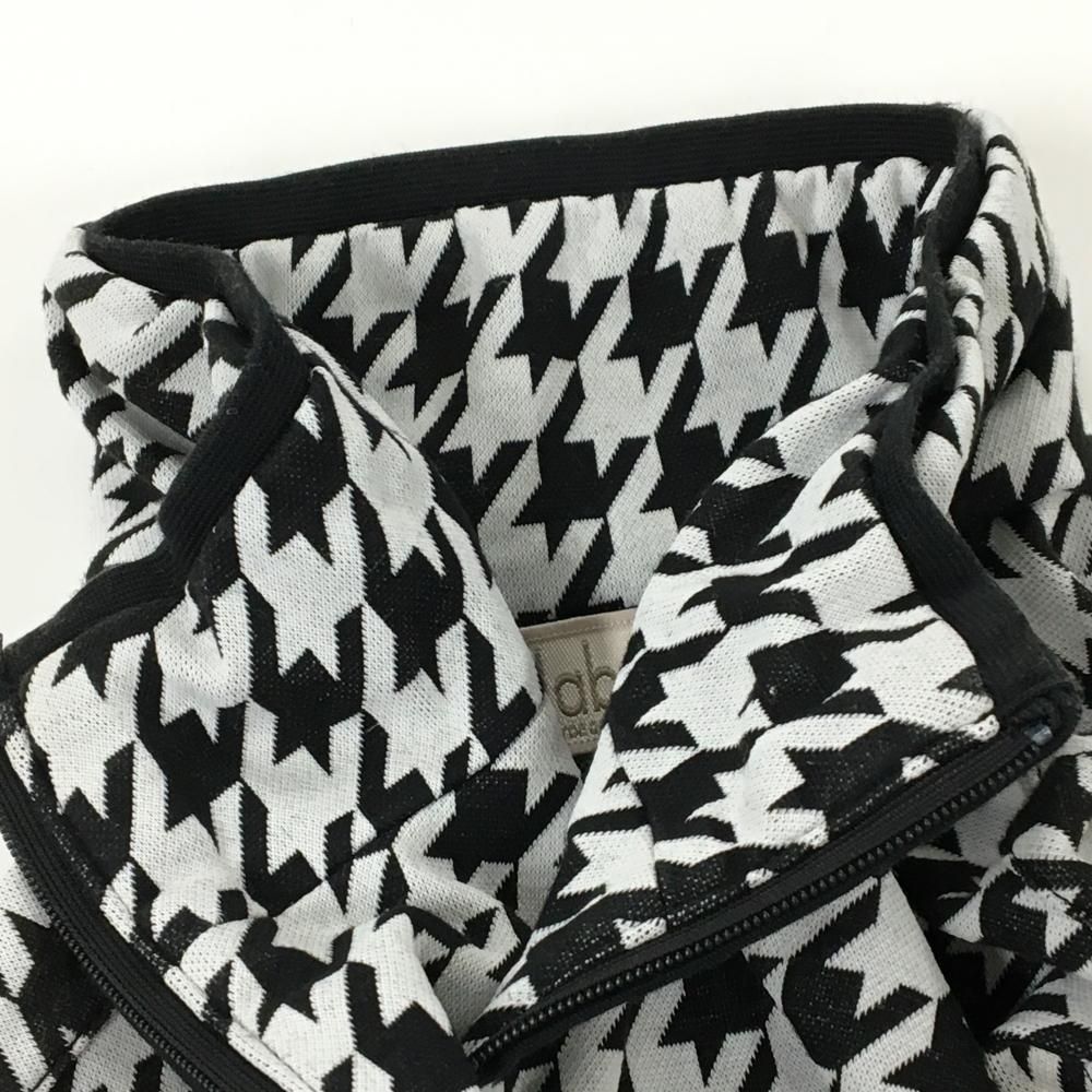 美品】アダバット 半袖ハイネックワンピース 黒×白 千鳥格子 ハーフ