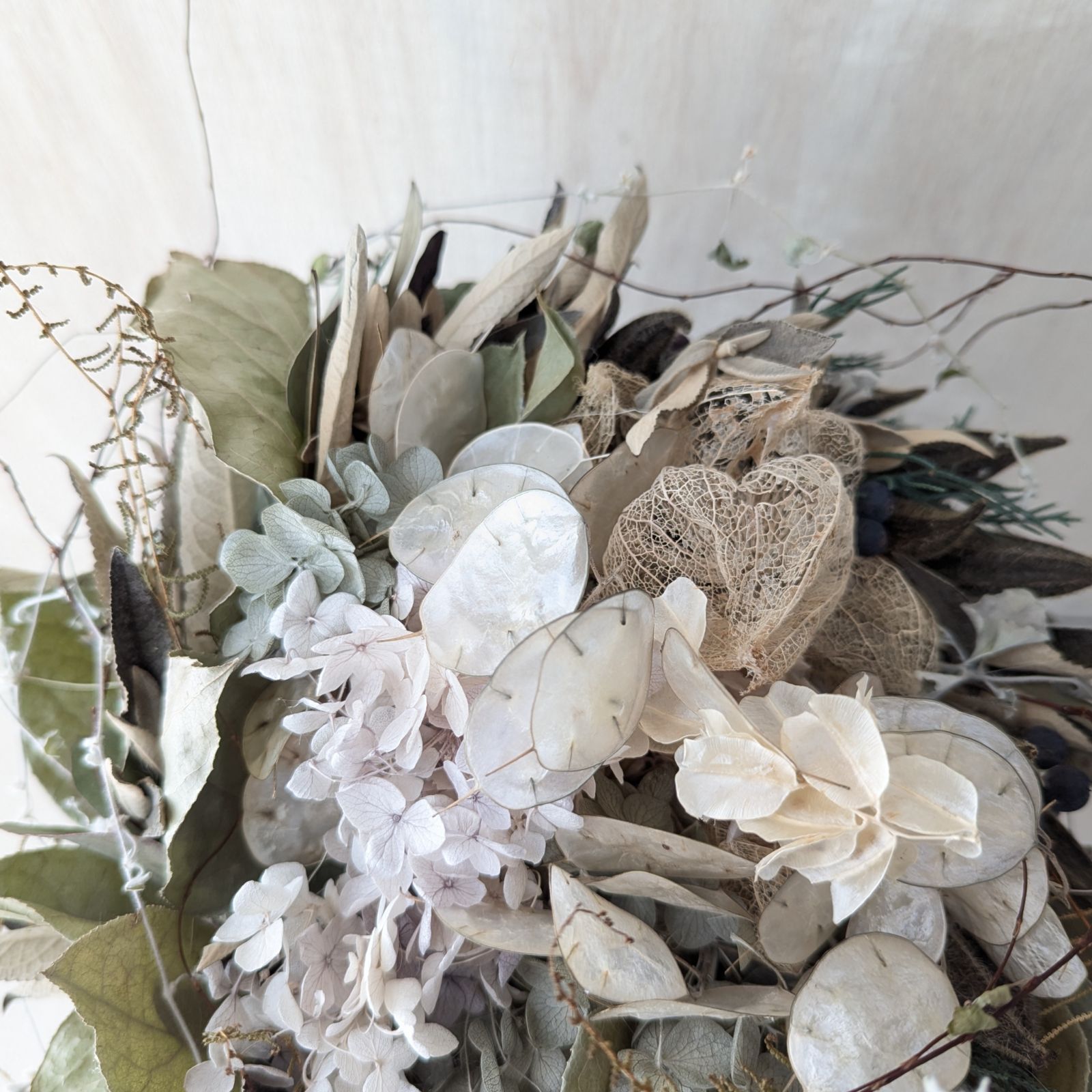 専用Wedding&Interior＊くすみ系白グリーンドライフラワーブーケ 感謝sale＊Wedding&Interior bouquet＊くすみ系白グリーン