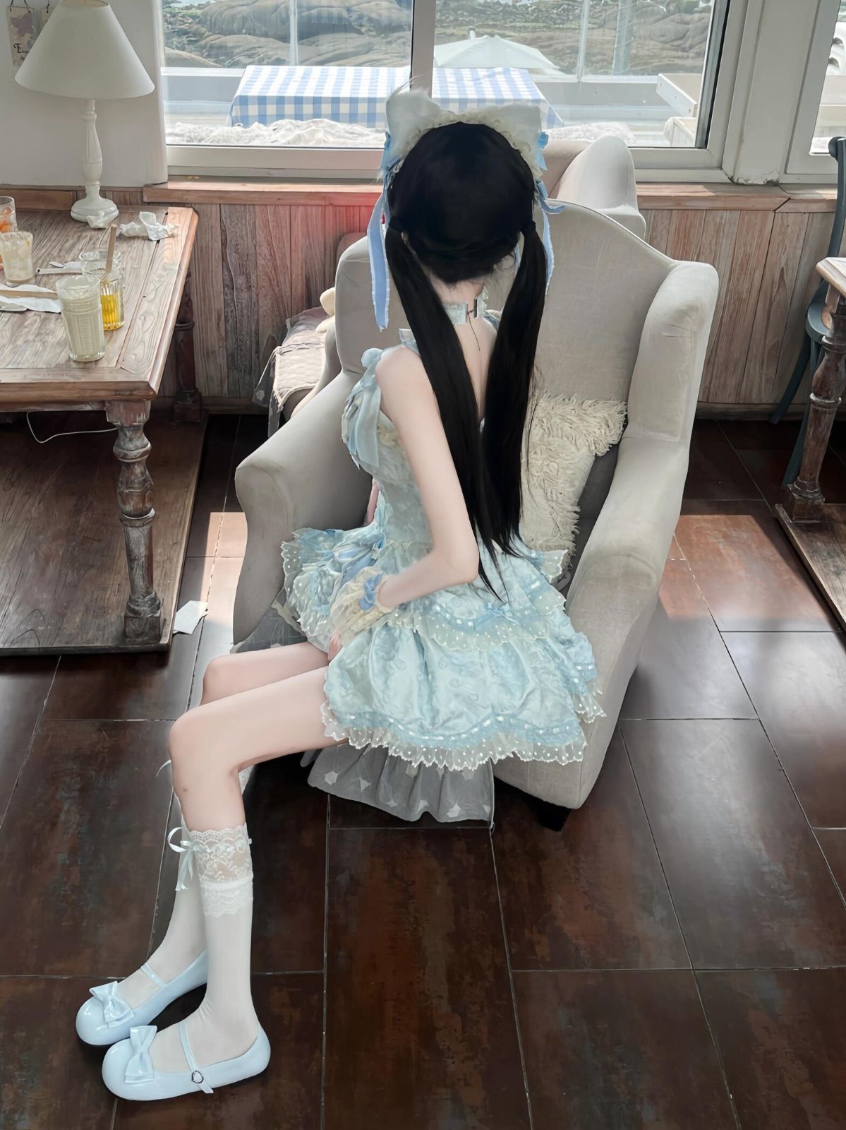 繁花序曲Lolitaバレエ風ロリータファン連衣裙JSKキャミソールブルーケーキプリンセスバースデードレス