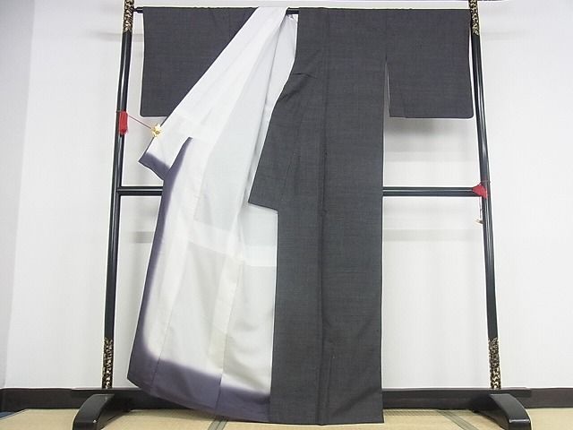 平和屋本店□極上 結城紬 奥順 はたおり娘 100亀甲 総詰 黒地 証紙付き