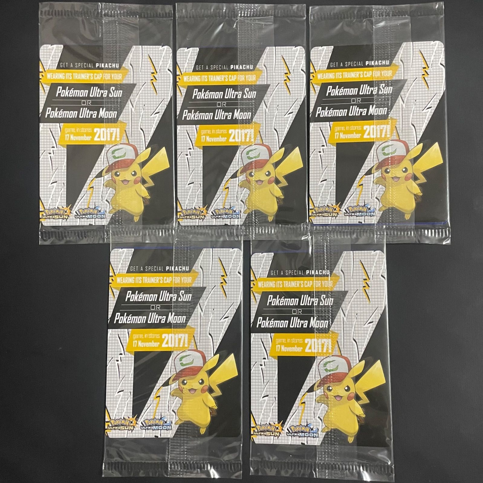 英語版　未開封プロモAsh’s pikachuサトシのピカチュウ　ポケモンカード 5枚】2017 英語版 未開封 Ash's Pikachu サトシのピカチュウ プロモ