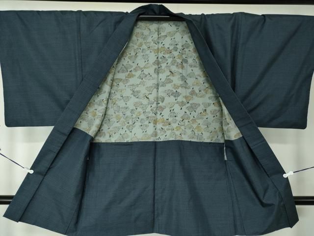 平和屋着物○男性 本場大島紬 アンサンブル 長羽織 亀甲柄 正絹 逸品