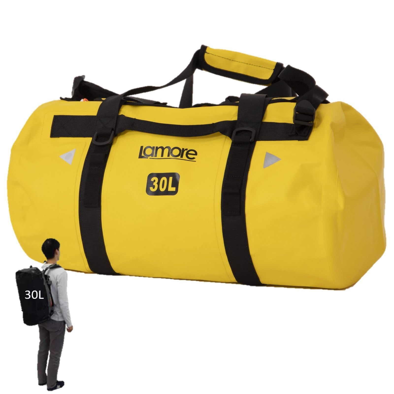 4 イエロー_60L Lamore 防水 ダッフルバッグ 耐水 ボストンバッグ スポーツバッグ 旅行バッグ ジムバッグ 3way 大容量 ドラムバック リュック ポストン 旅行 duffel A354 4 イエロー 60L