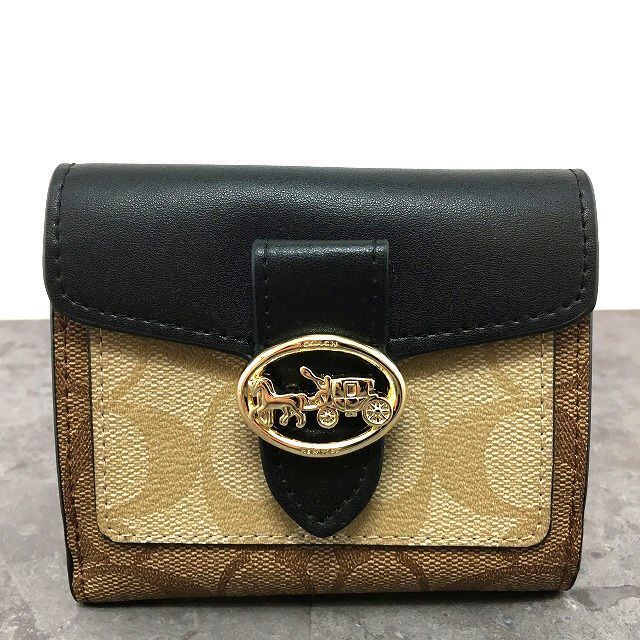 555 送料込み ♥品 COACH コンパクトウォレット 6261 Ｗホックウォレット ホースアンドキャリッジ