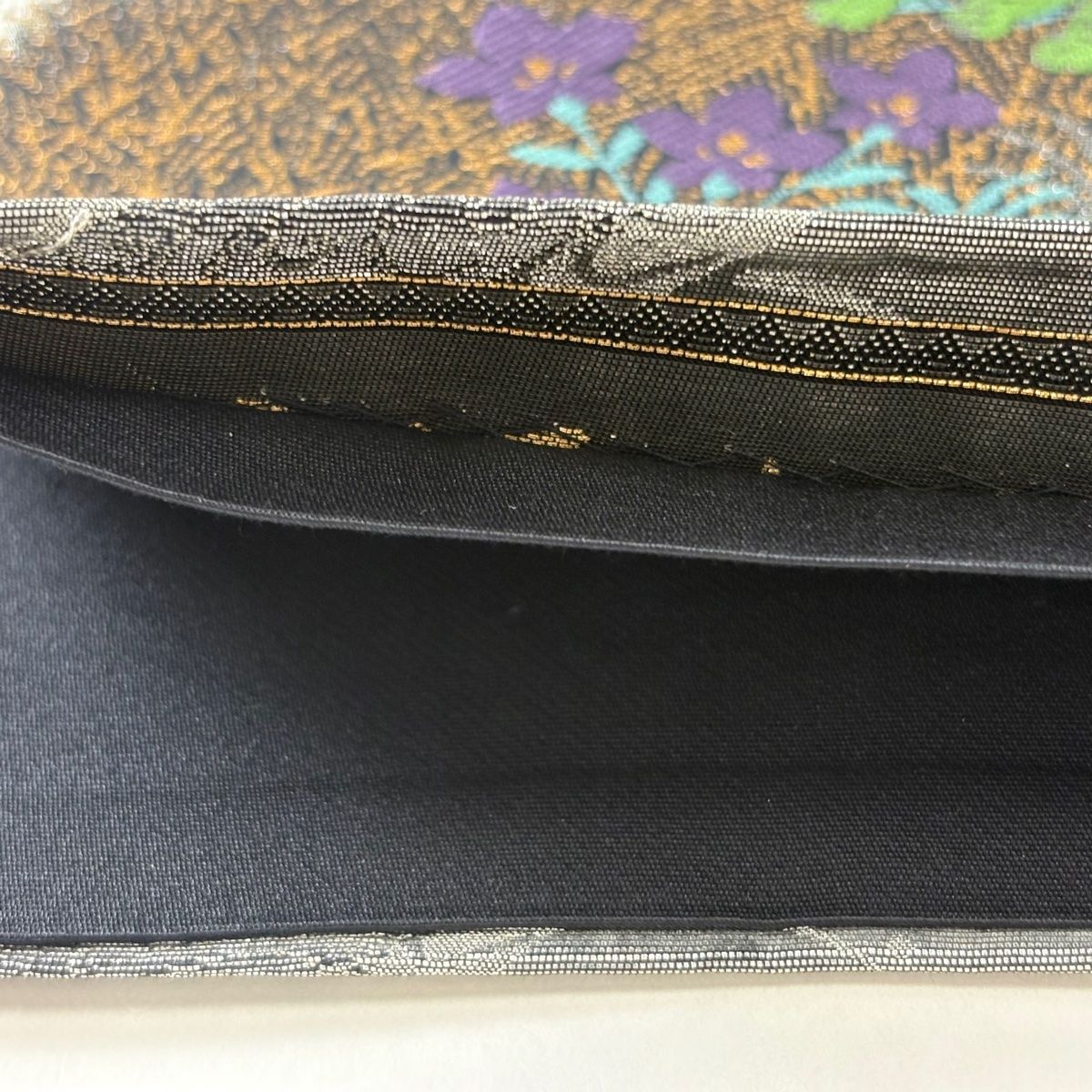 袋帯】リユース フォーマル 秀品 草花 束ね熨斗 箔 金銀糸 黒 六